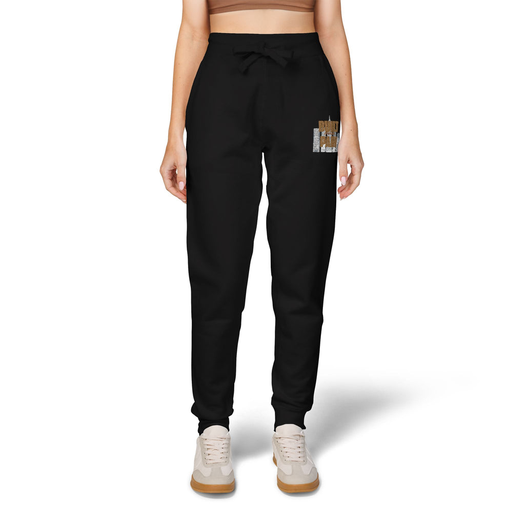 Embroidered Cozy Joggers — 'Built Through Pain' Fleece Sweatpants