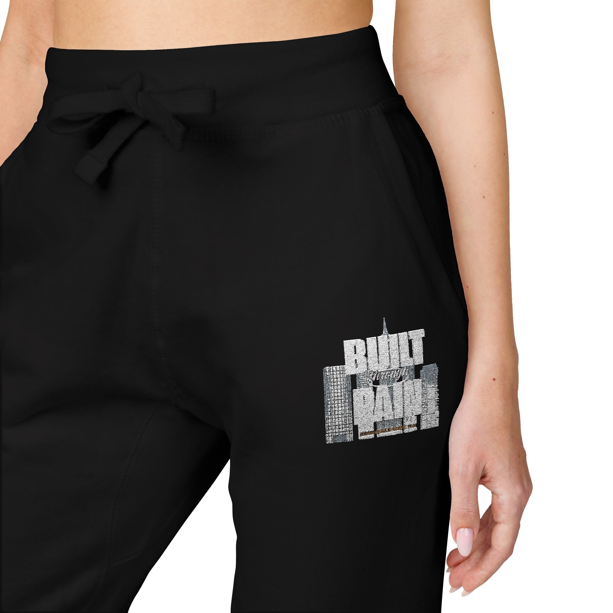 Embroidered Cozy Sweatpants — Minimal Logo Fleece Joggers