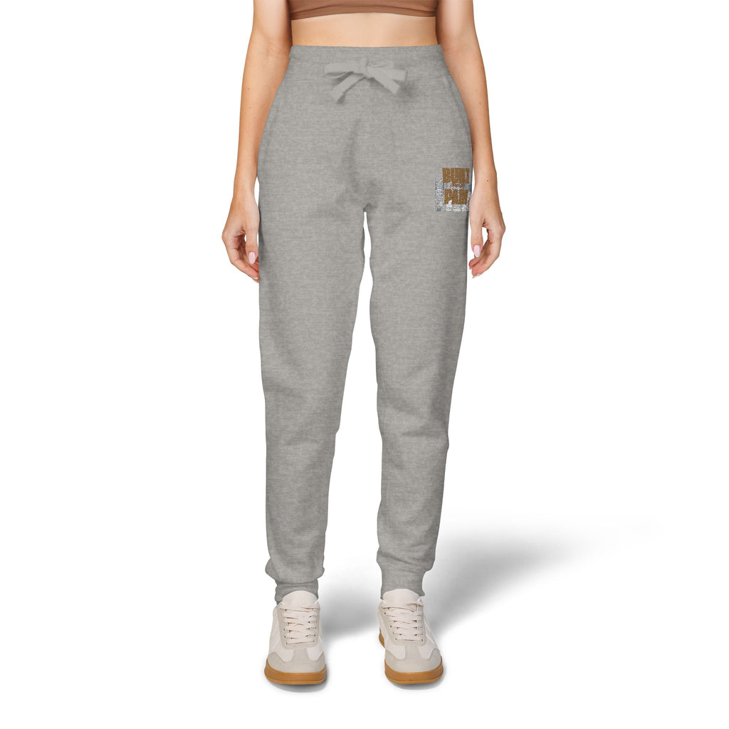 Embroidered Cozy Joggers — 'Built Through Pain' Fleece Sweatpants