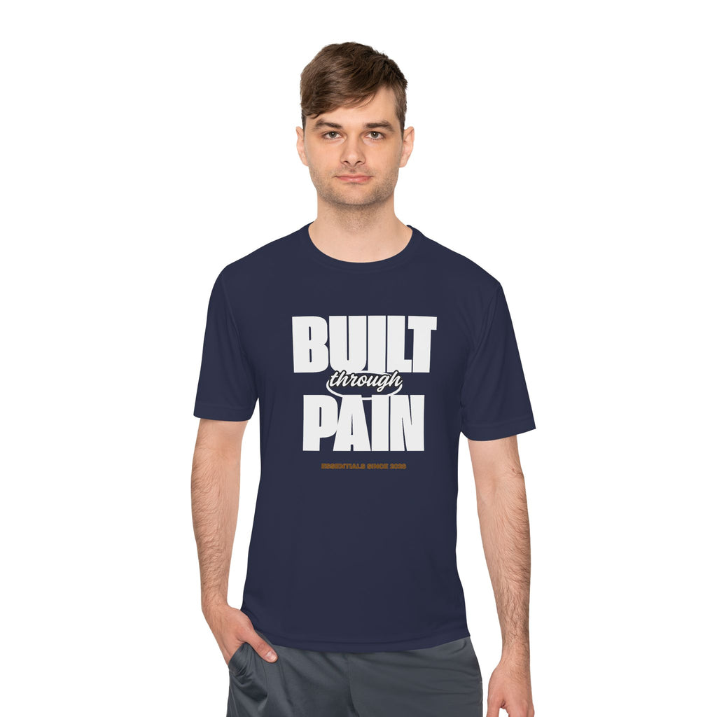 Built Through Pain Graphic Tee — Motivational Moisture-Wicking Shirt