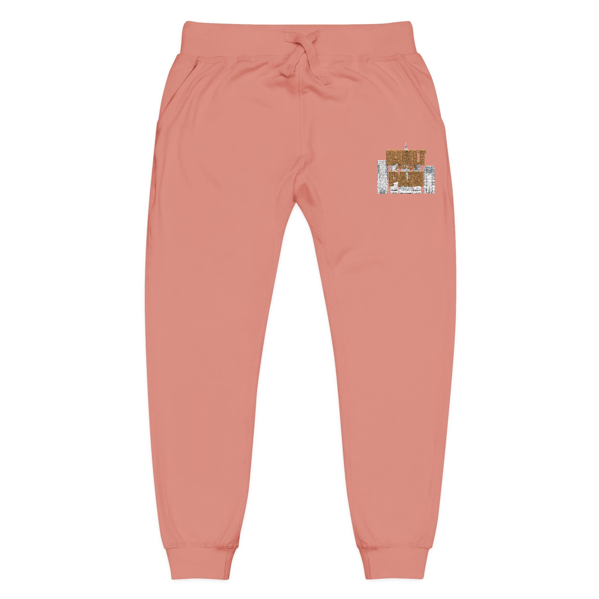 Embroidered Cozy Joggers — 'Built Through Pain' Fleece Sweatpants