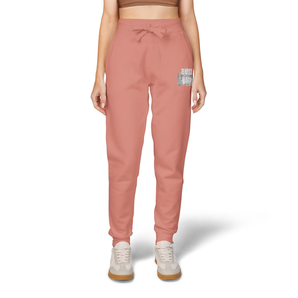 Embroidered Cozy Sweatpants — Minimal Logo Fleece Joggers