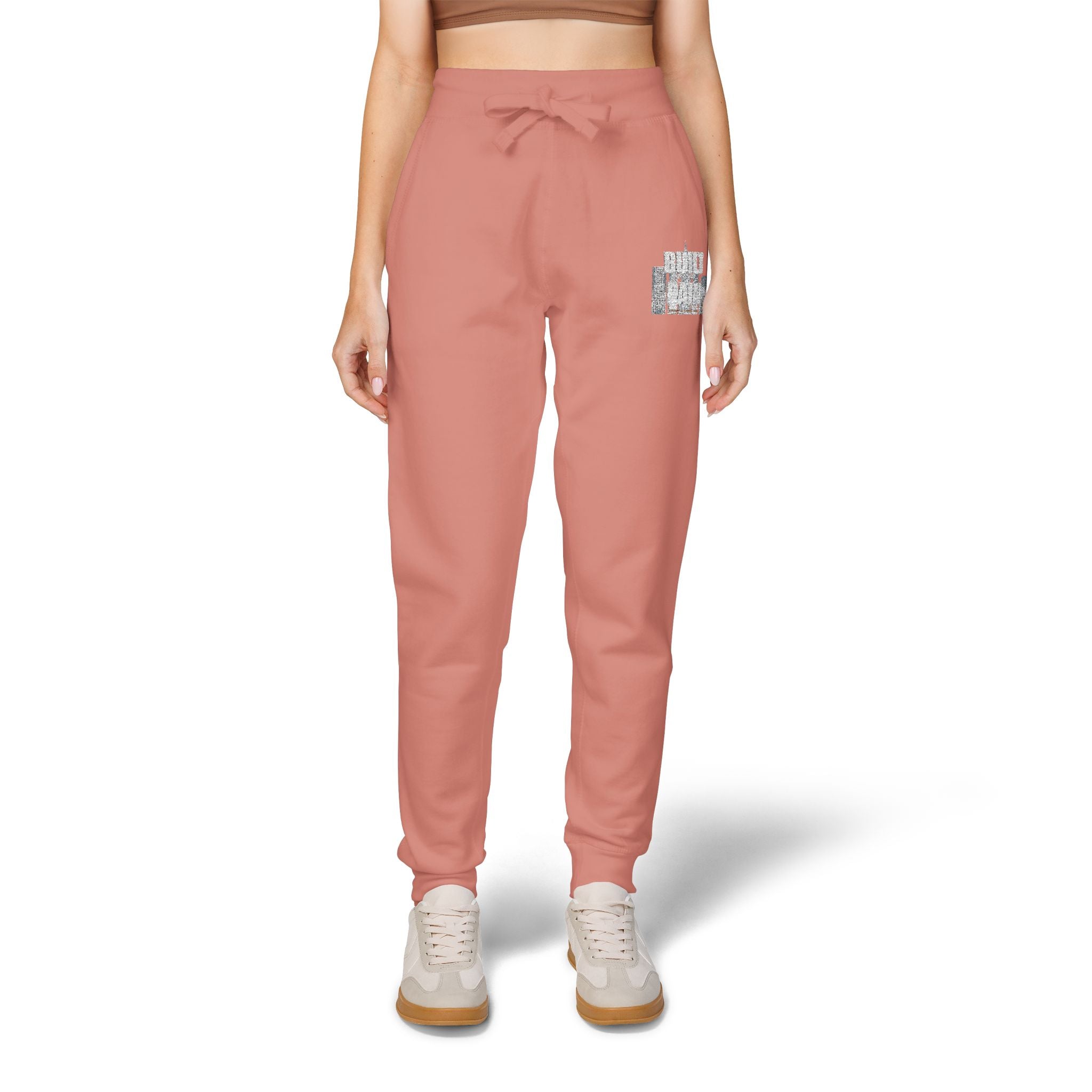 Embroidered Cozy Sweatpants — Minimal Logo Fleece Joggers