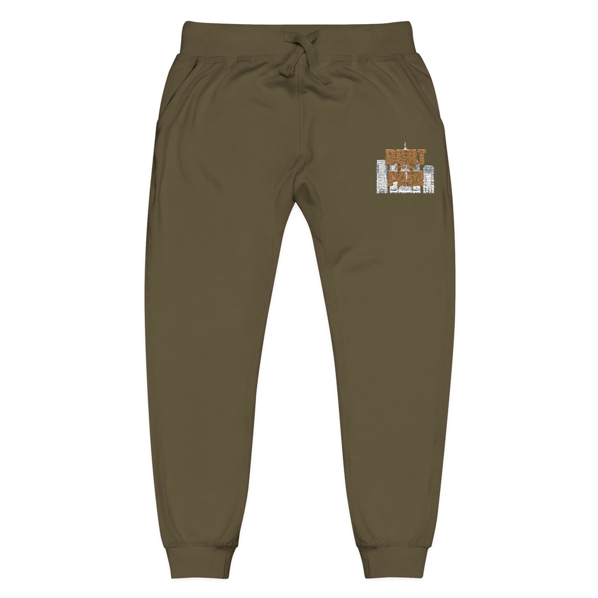 Embroidered Cozy Joggers — 'Built Through Pain' Fleece Sweatpants