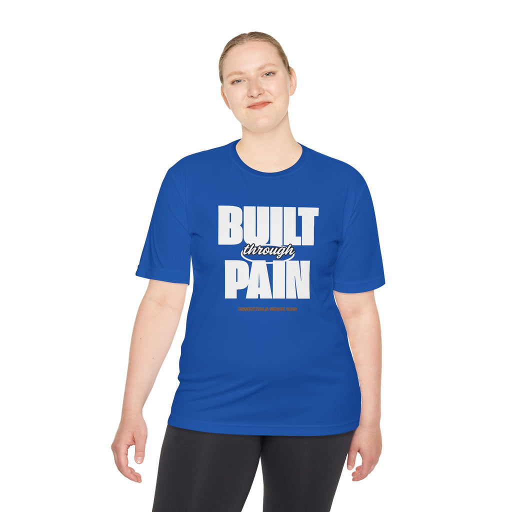 Built Through Pain Graphic Tee — Motivational Moisture-Wicking Shirt