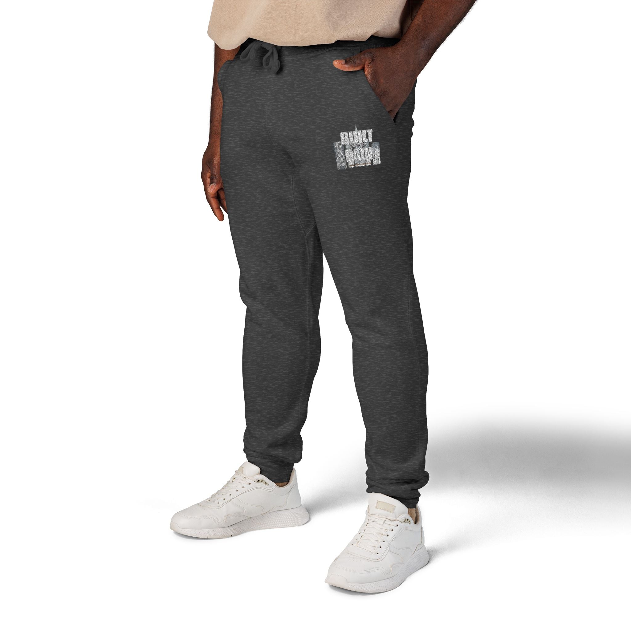 Embroidered Cozy Sweatpants — Minimal Logo Fleece Joggers