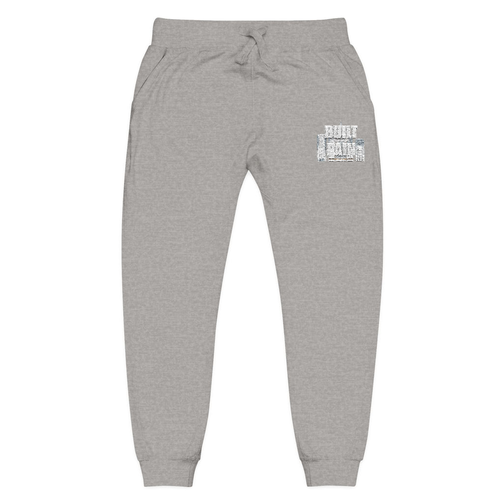 Embroidered Cozy Sweatpants — Minimal Logo Fleece Joggers