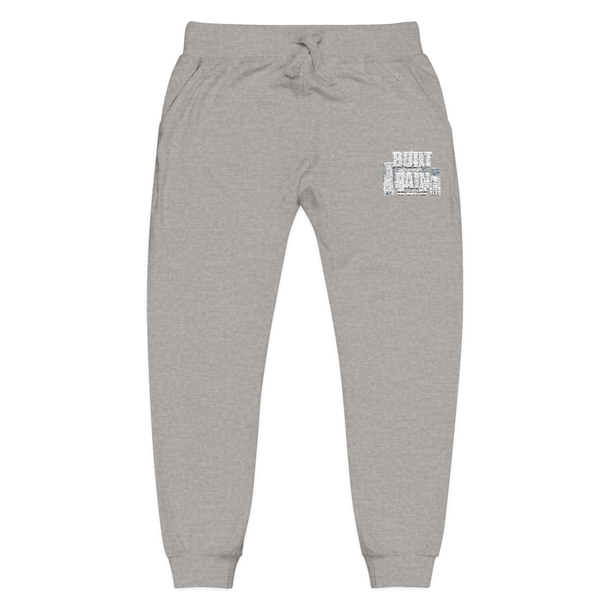 Embroidered Cozy Sweatpants — Minimal Logo Fleece Joggers